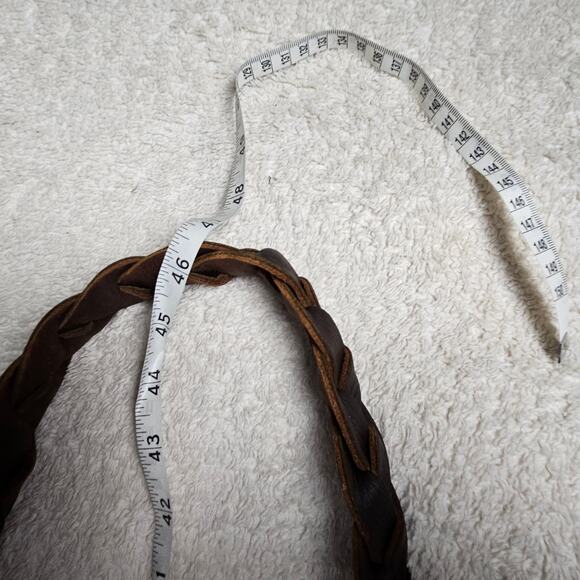 Urban Artisan Quality Brown Leather Boho Tote Bag Braided Strap - Picture 13 of 16